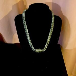 Silver Nubby Mesh Choker with Magnetic Closure 18inches smoke free environment.